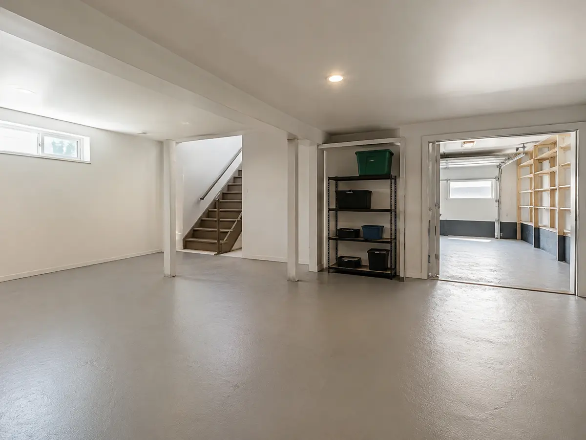 Illustrative basement after a cleanout