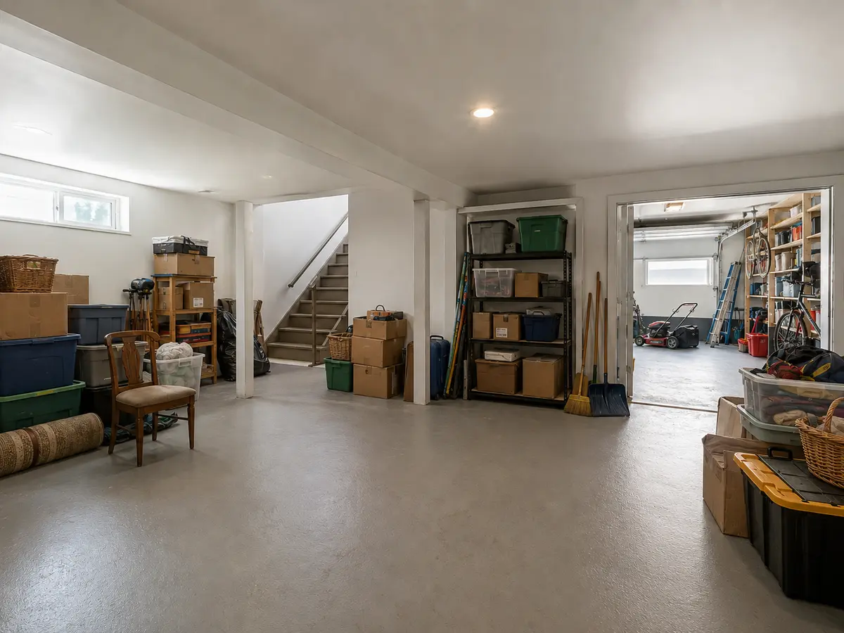Illustrative basement before a cleanout